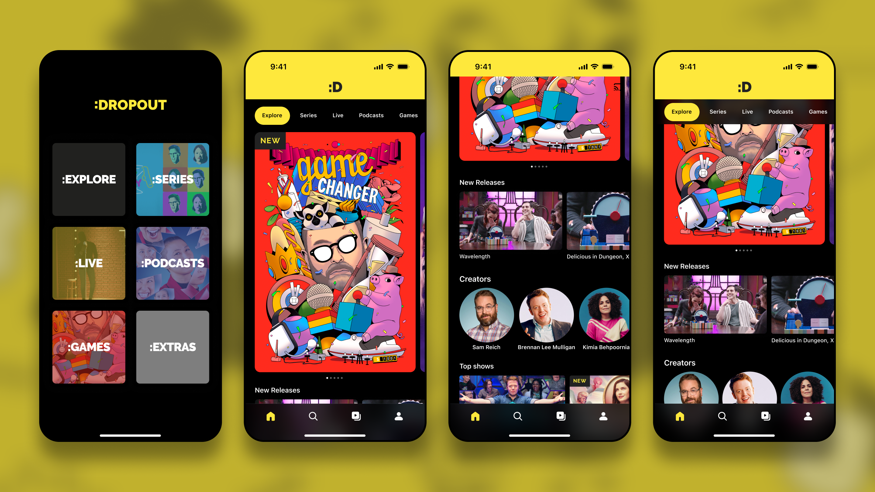 Dropout mobile app home screen showing continue watching